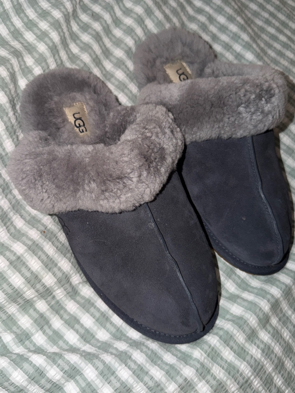 UGG Women's Scuffette II Suede Slip-On Slippers with Gray Shearling Cuff